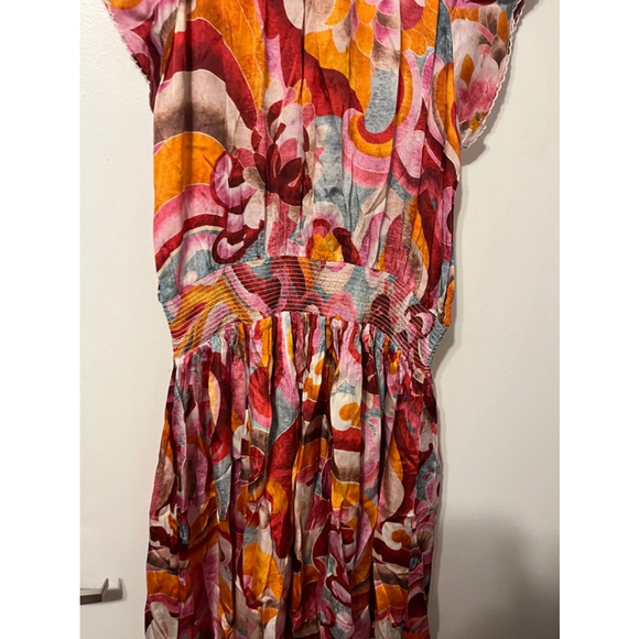 Chufy Cairo Orange Multi Print Cotton Maxi Dress Size Large - Picture 3 of 11